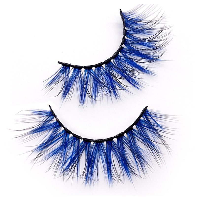 Red Blue Purple Pink Mix 3D Faux Mink Colored Eyelashes Ombre Vegan Strip Lashes Natural Dramatic Fluffy Colourful Cilias Party