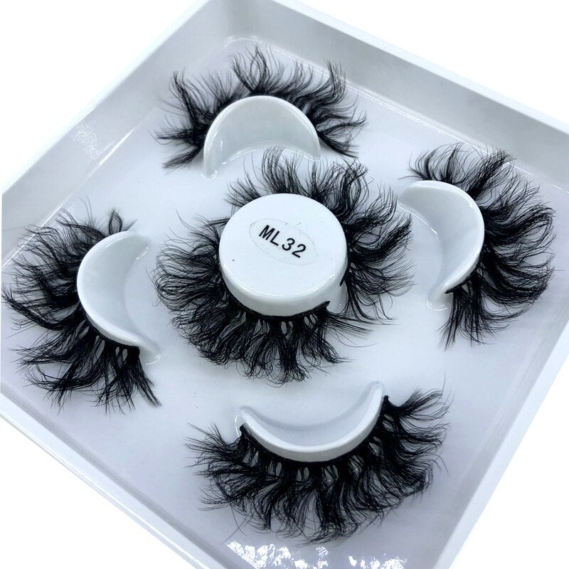 Reusable mink eyelashes 25mm lashes fluffy messy 3D mink lashes 3 pairs natural Long Thick false eyelashes extension