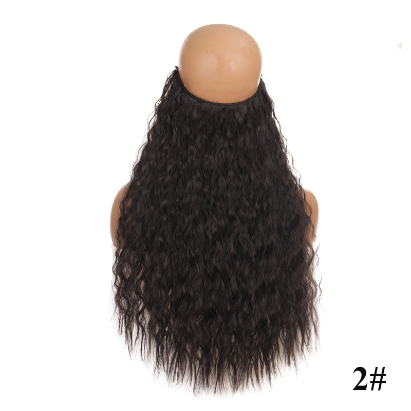 Invisible Wire No Clip One Piece Hair Extensions Secret Fish Line Hair Pieces Wave Straight Synthetic Fake 24 inch