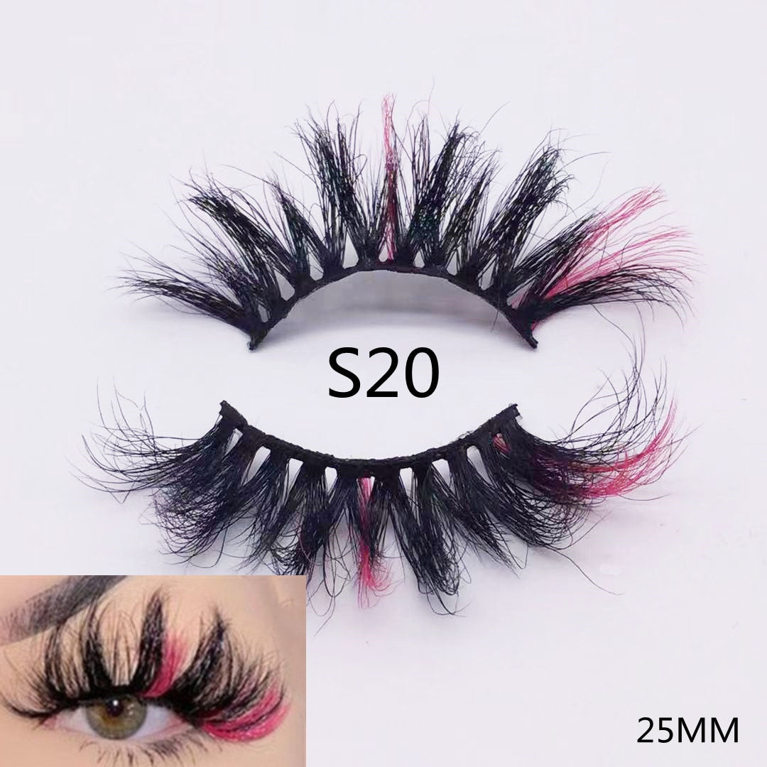3D Mixed Color Mink Lashes Beauty Natural Individual Eyelashes Fluffy Lash Extension mix pink blue dramatic lash