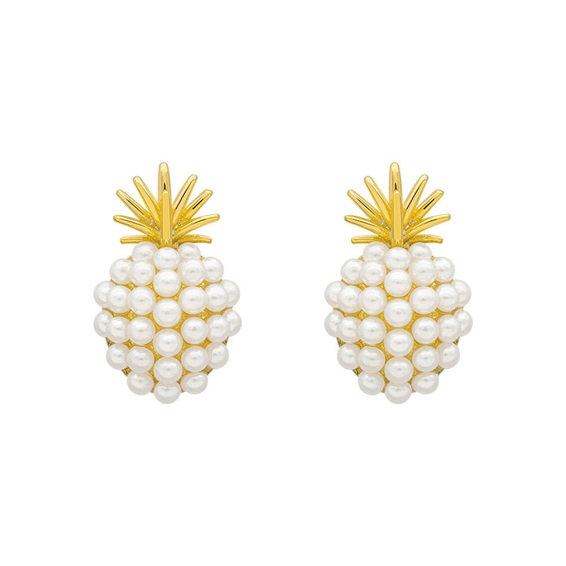 Geometric Pearl Earring Classic Pineapple Pearl Stud Earrings Earrings Jewelry