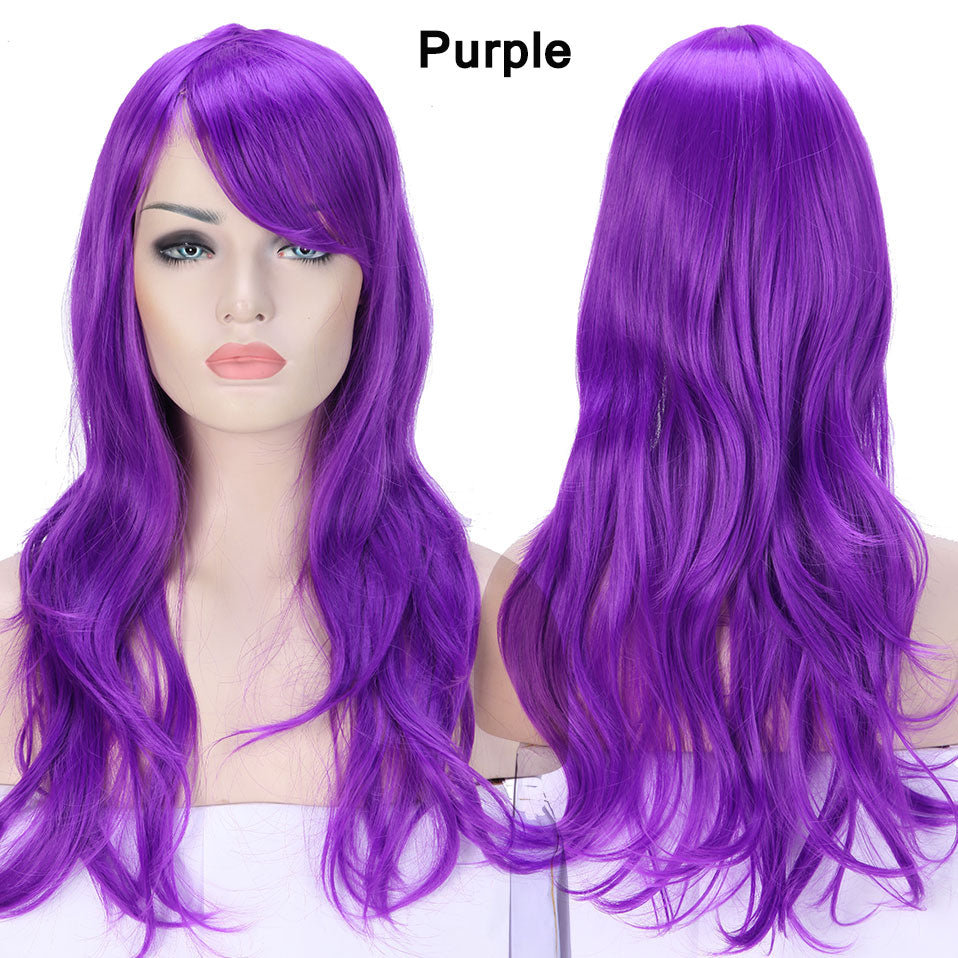 S-noilite Synthetic 28colors 22inch Loose Wave Wigs Halloween Cosplay Wig Blue Red Pink Grey Purple Hair Cosplay