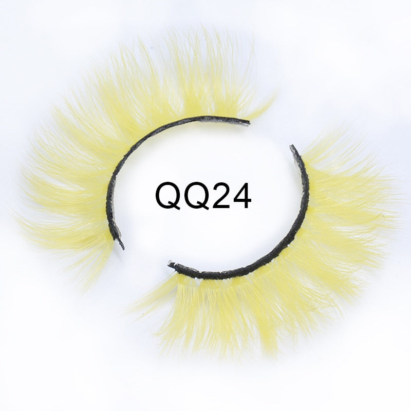 Fluffy Thick Dramatic 3D Faux Mink Colored Eyelashes Pink Red Natural Synthetic Colorful Rainbow Color Eye Lashes for Holiday