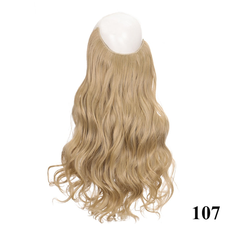 Invisible Wire No Clip One Piece Hair Extensions Secret Fish Line Hair Pieces Wave Straight Synthetic Fake 24 inch