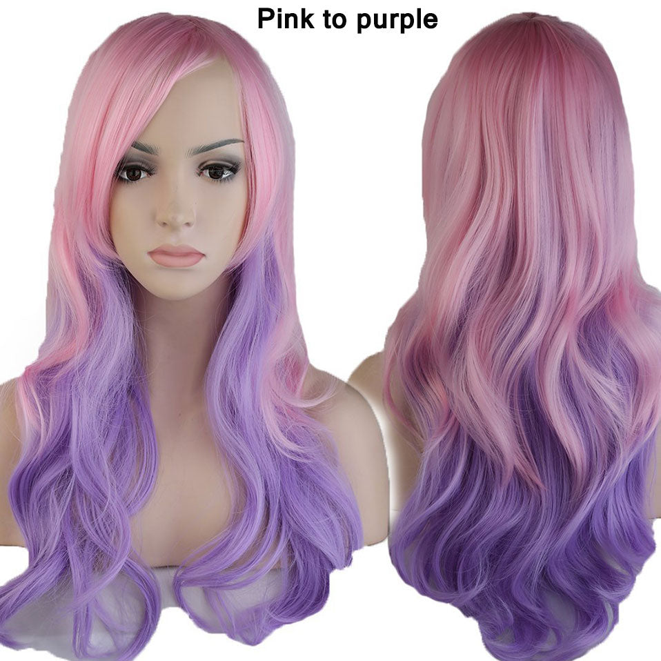S-noilite Synthetic 28colors 22inch Loose Wave Wigs Halloween Cosplay Wig Blue Red Pink Grey Purple Hair Cosplay