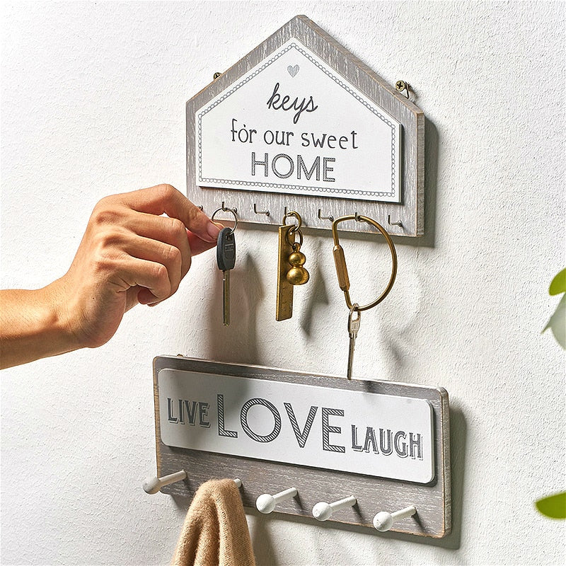 Rack Storage Rack Key Wooden Hanger Home Wall Vintage Hallway Home Space Saving Small Bedroom Decorative Room Rack Home Decor