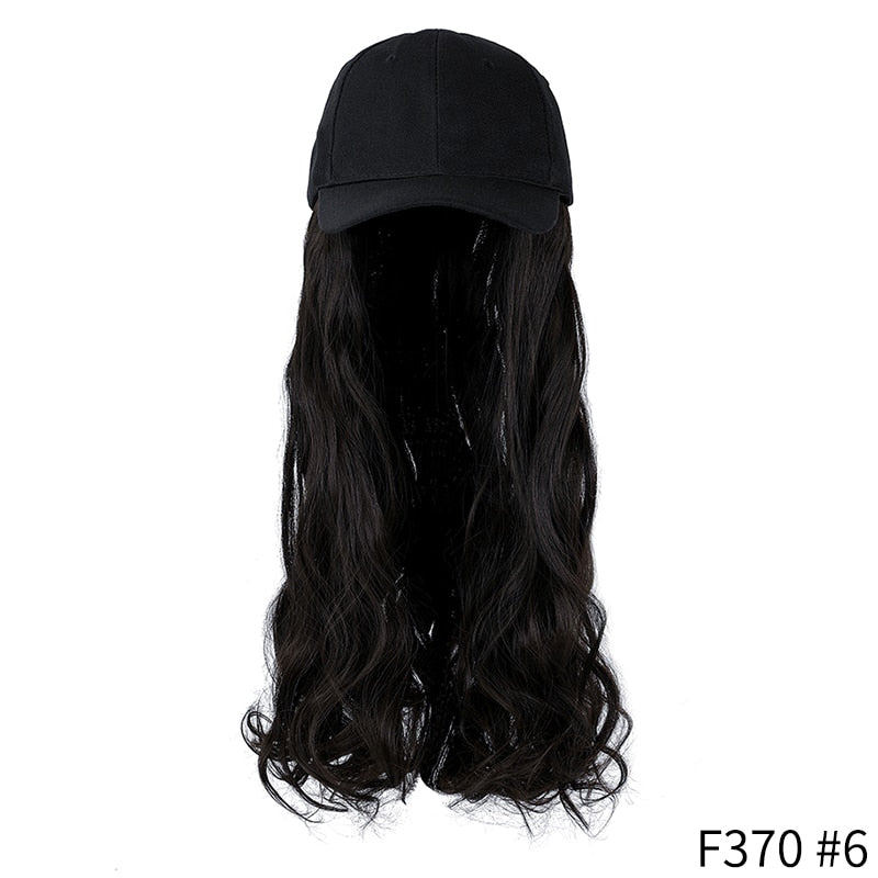 Baseball Cap Short Wig Curly Synthetic Hair Wig Natural Black Knit Hat Wigs Naturally Adjustable