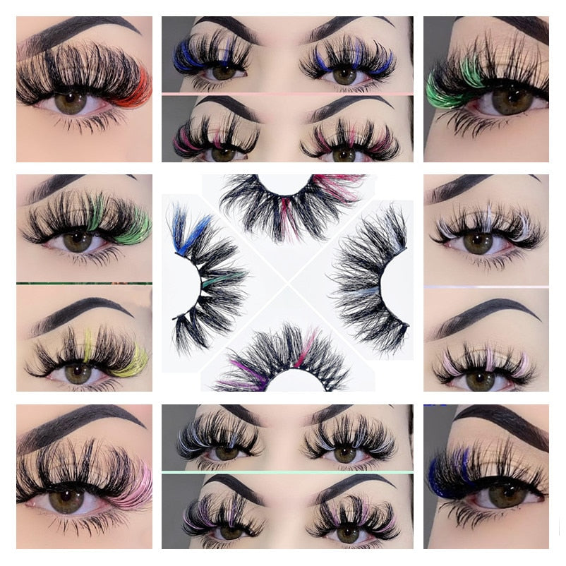 Rainbow Eye Lashes Cruelty Free Silk Lace Colored Eyelashes Dramatic Makeup Beauty Purple/pink/blue Cilias ombre eyelashes