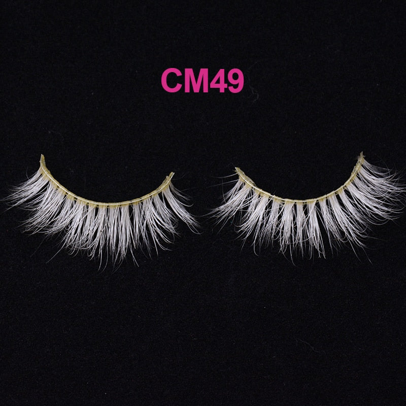 Pink Red Purple Colored Eyelashes Bulk Rainbow Eyelashes 100% 3D Real Mink Colorful Lashes
