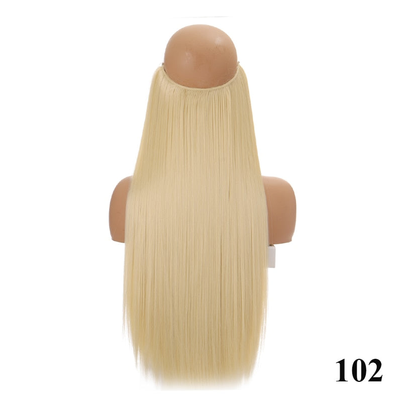 Invisible Wire No Clip One Piece Hair Extensions Secret Fish Line Hair Pieces Wave Straight Synthetic Fake 24 inch