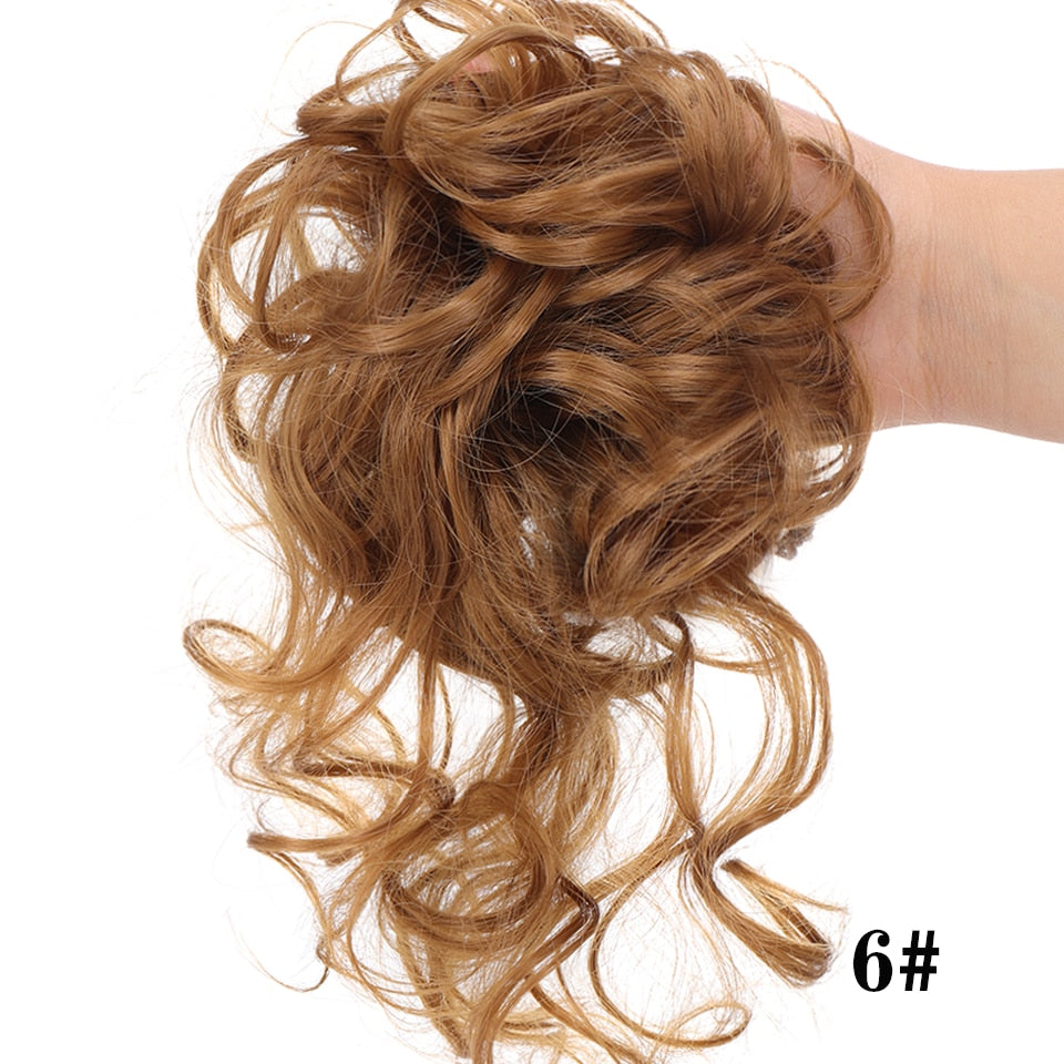 Synthetic Hair Bun Bands Blonde Black Messy Curly Chignon Donut Updo Scrunchies Fake Hair Pieces For Women Hair Extensions