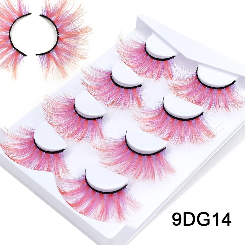 25mm 27mm Long Colorful Eyelashes Hot Pink Faux Mink Colored Lashes Cruelty Free Cosplay Halloween Cilias
