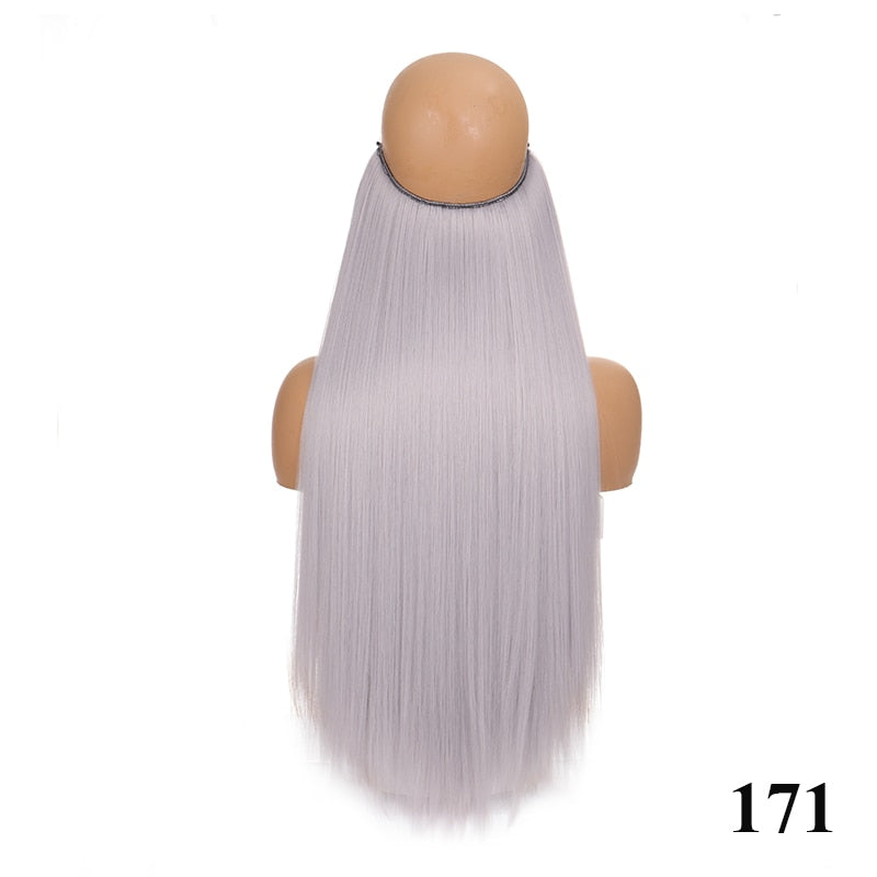 Invisible Wire No Clip One Piece Hair Extensions Secret Fish Line Hair Pieces Wave Straight Synthetic Fake 24 inch
