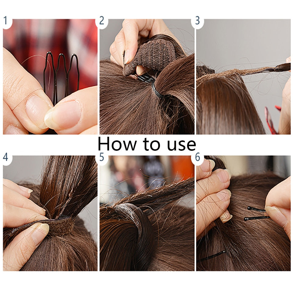 Synthetic Long Straight Wrap Around Clip In Ponytail Hair Extension Heat Resistant Hair Wig
