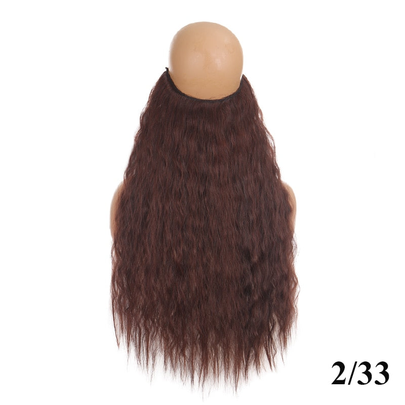Invisible Wire No Clip One Piece Hair Extensions Secret Fish Line Hair Pieces Wave Straight Synthetic Fake 24 inch