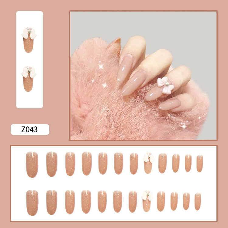 24Pcs/Set 3D Butterfly Bow Bride Fresh and Elegant White Wear DIY Manicure Nail Art Tools