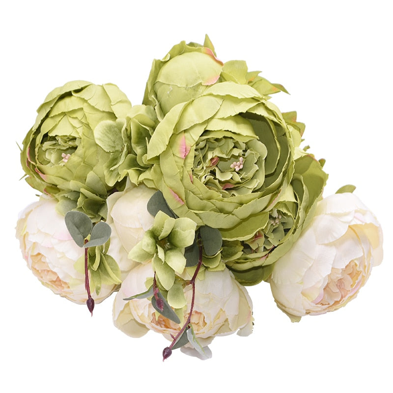 1 Bunch European Artificial Peony Flowers Silk Fake Flowers Wedding Party Home Decoration Flower Bouquet Wreath DIY