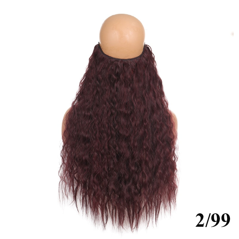 Invisible Wire No Clip One Piece Hair Extensions Secret Fish Line Hair Pieces Wave Straight Synthetic Fake 24 inch