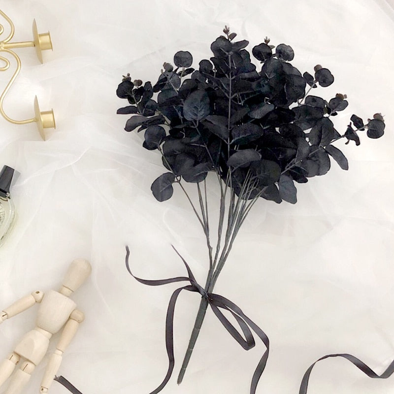 1PCS Simulation Black Eucalyptus Leaf Fake Flower Simple Home Decoration Lysimachia Artificial Plant