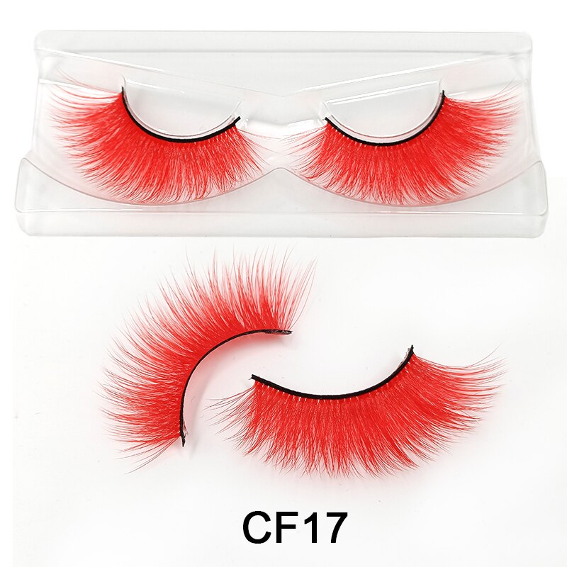 Red Blue Purple Pink Mix 3D Faux Mink Colored Eyelashes Ombre Vegan Strip Lashes Natural Dramatic Fluffy Colourful Cilias Party