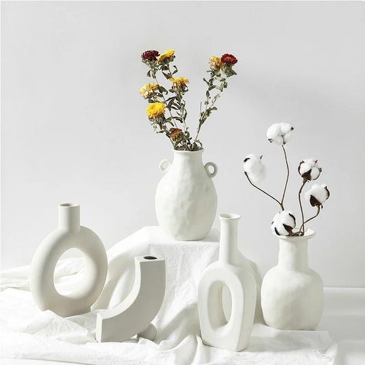 Nordic Ins Ceramic Vase Home Decoration Ornaments Crafts Vegetarian Ceramic Flower Pot Art Vases Home Decoration