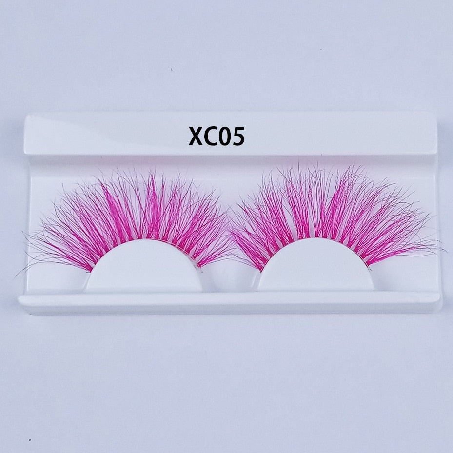Colored Mink Eyelashes 25mm Lashes Fluffy Messy 3D False Eyelashes Dramatic Long Natural Mink fake Lashes