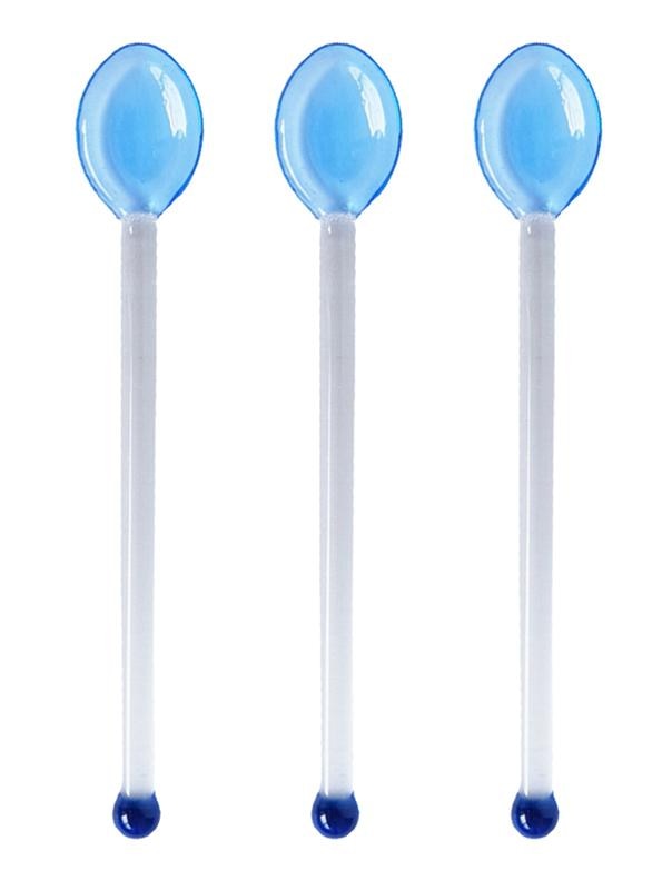 3Pcs Glass Spoons Coffee Spoon Long Handle Dessert Color Glass Teaspoons Clear Petite Teaspoons Coffee Mixing Tea Stirrer