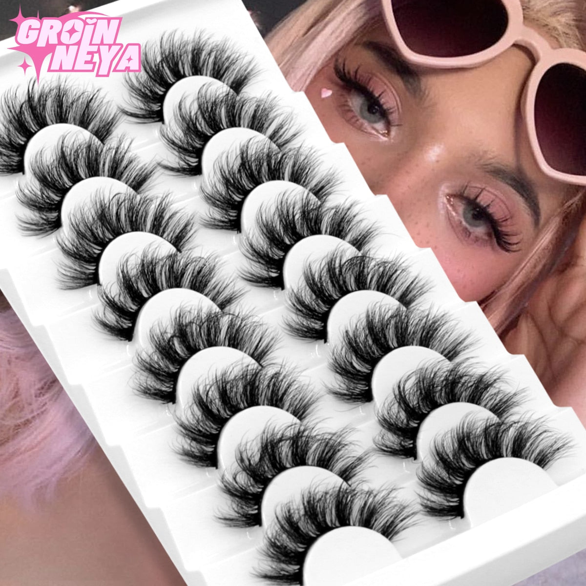 3D Mink Lashes 2/5/8 Pairs Natural False Eyelashes Fluffy Soft Wispy Volume Dramatic Long Cross Eyelash Extension
