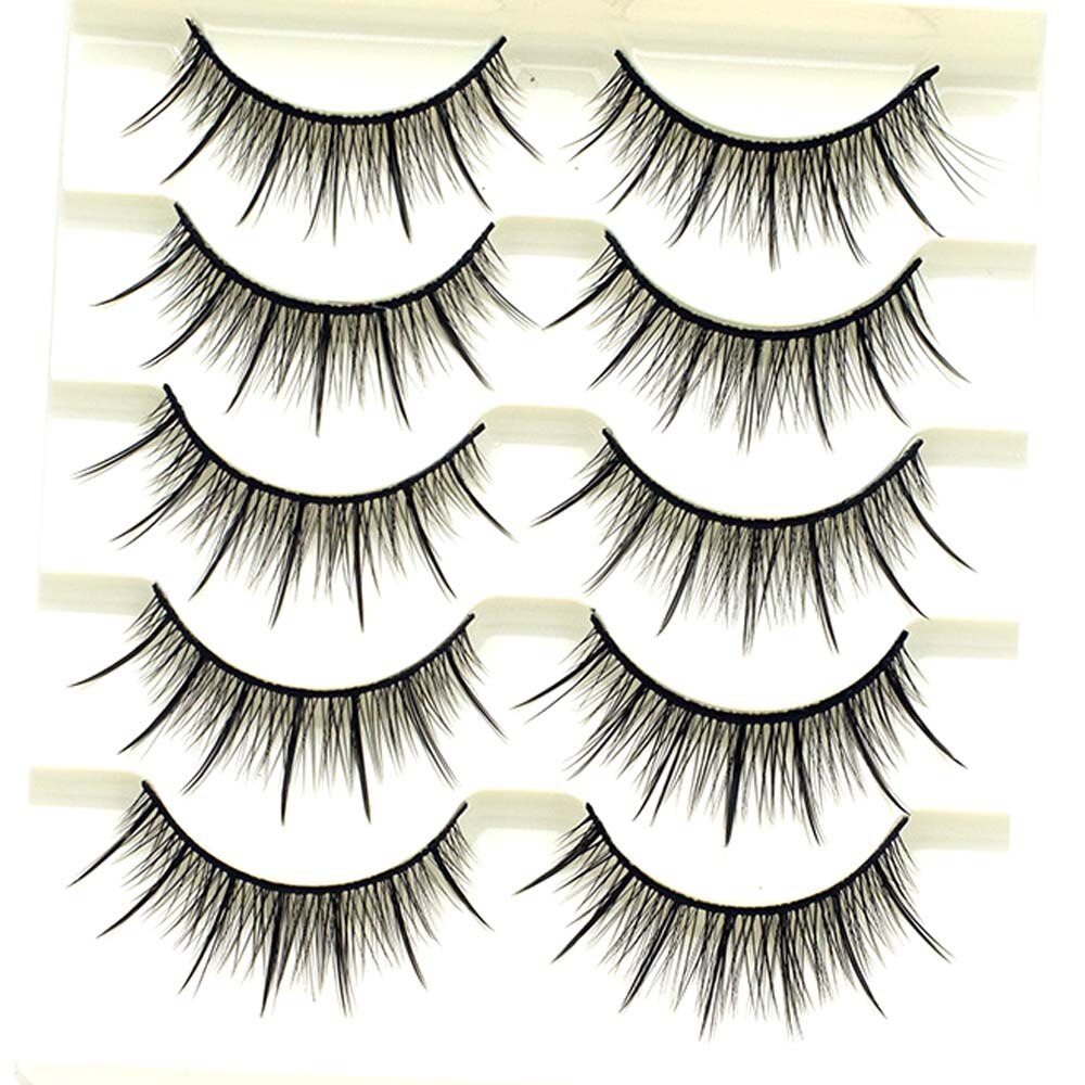 Natural Long Cosplay Cross Strip False Eyelashes Black Eye Lashes 5pair
