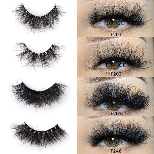 25mm Real Mink Hair Lashes Messy Fluffy Lash Soft Natural Eyelashes 1 Pair Long Crisscross Strip Makeup Beauty Eyelash