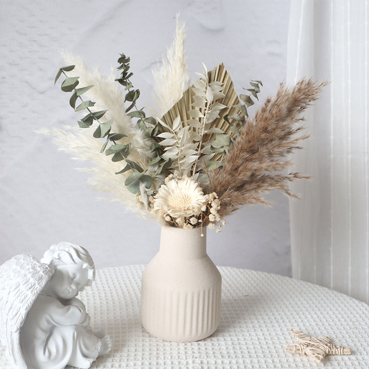 Natural Dried Flowers Preserved Vase Flowers Eucalyptus Palm Leaf Reed Lavender Rabbit-tail Grass Bouquet DIY Wedding Bouquet