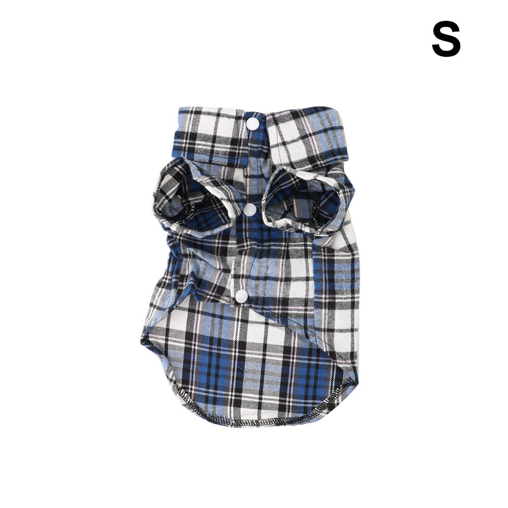 Soft Cotton Short Sleeve Shirts Pet Dog Cat Kitten Clothes Puppy Kitten Clothing Plaid T Shirt