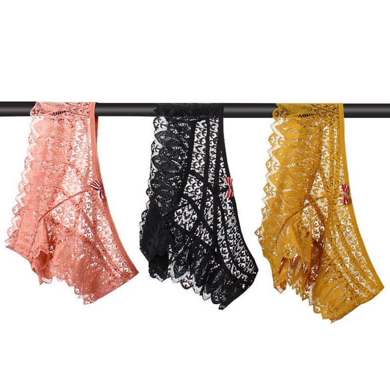 Panties Women Lace Underwear Sexy Low-Waist Briefs Hollow Out G String Underpant Solid Comfortable Lingerie
