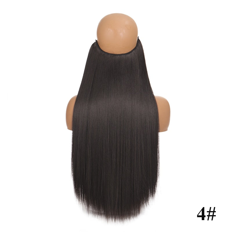 Invisible Wire No Clip One Piece Hair Extensions Secret Fish Line Hair Pieces Wave Straight Synthetic Fake 24 inch
