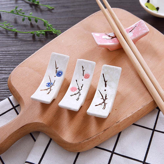 1 Pc Japanese Plum Blossom Ceramic Chopstick Holder Creative Kitchen Supplies Chopstick Holder Care Gadget