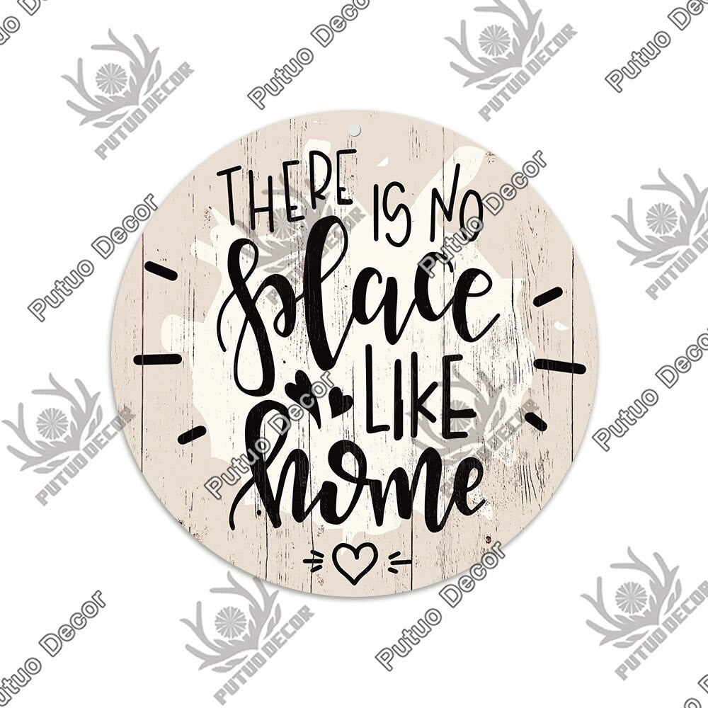 Putuo Decor Sweet Home Round Wooden Signs Home Wall Plaque Family Plaque Wood Gifts for Home Decor Living Room Door Decoration