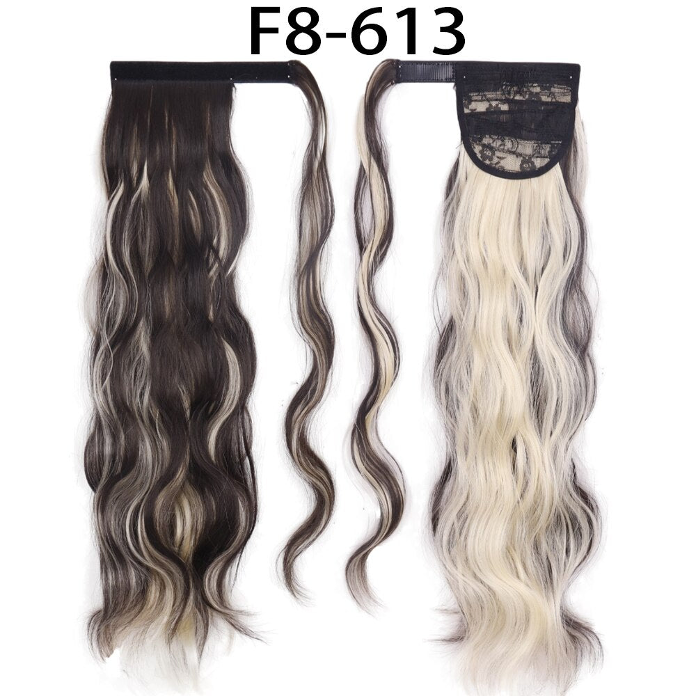 Synthetic Ponytail Extension Long Black Drawstring Wavy Ponytail Hair for Women Body Wavy Ponytail