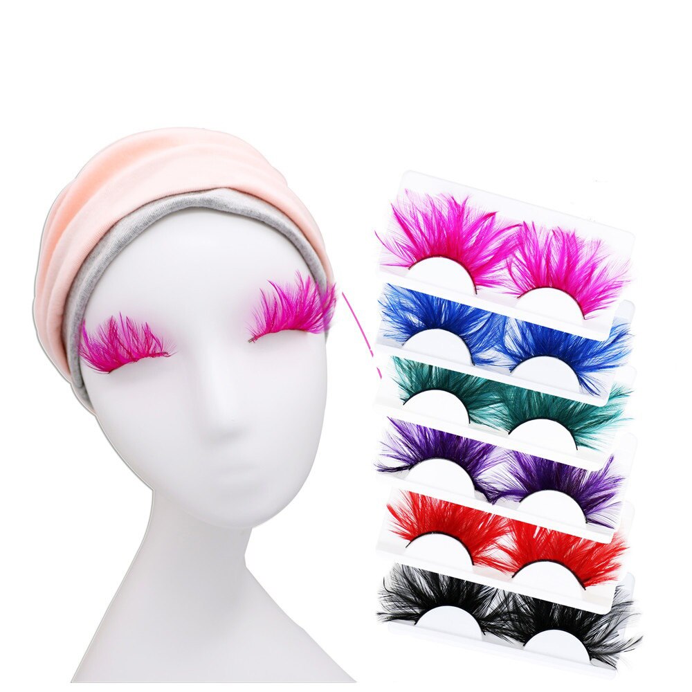 1Pair Feather 3D Thick Winged Natural Long False Eyelashes Party Nightclub Makeup Eye Lash Halloween Show Feather Eyeashes