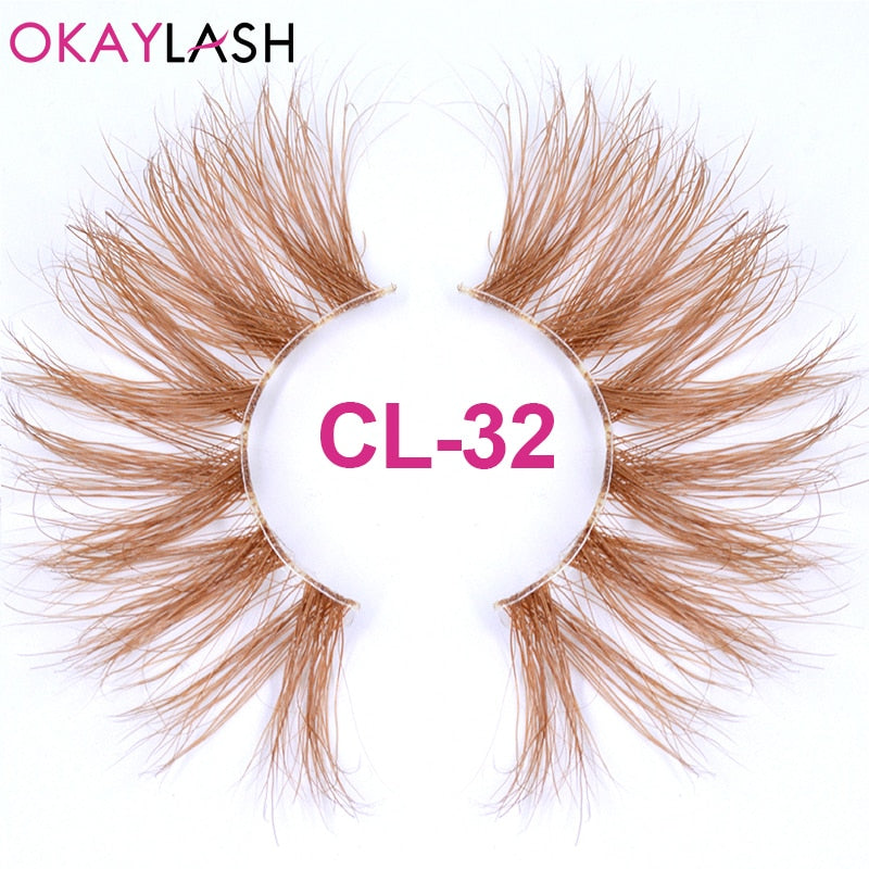 25mm Long Purple and Pink Color Real Mink Cosmetic Fake Colored Eyelash Party Cosplay Halloween Makeup Strip Eye lashes