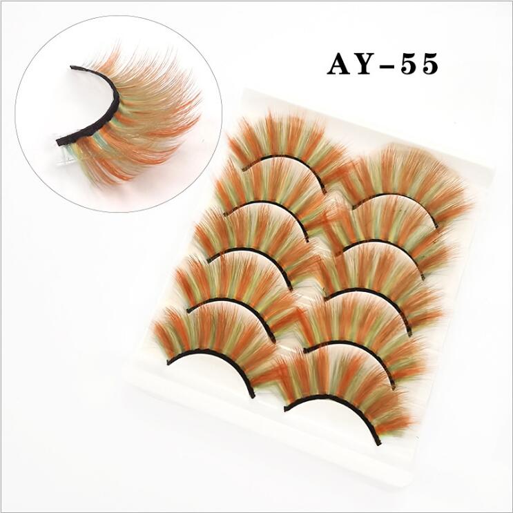 5 Pairs 8-25mm 3d Mink Colorful Dramatic fake Lashes Wispy Natural long Mink Lashes False Eyelashes