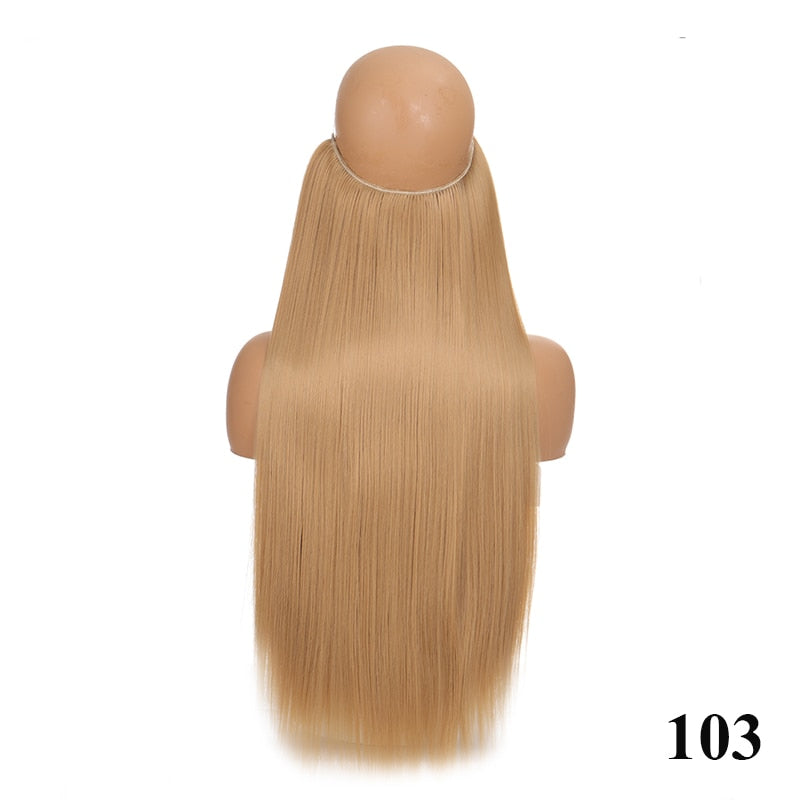 Invisible Wire No Clip One Piece Hair Extensions Secret Fish Line Hair Pieces Wave Straight Synthetic Fake 24 inch
