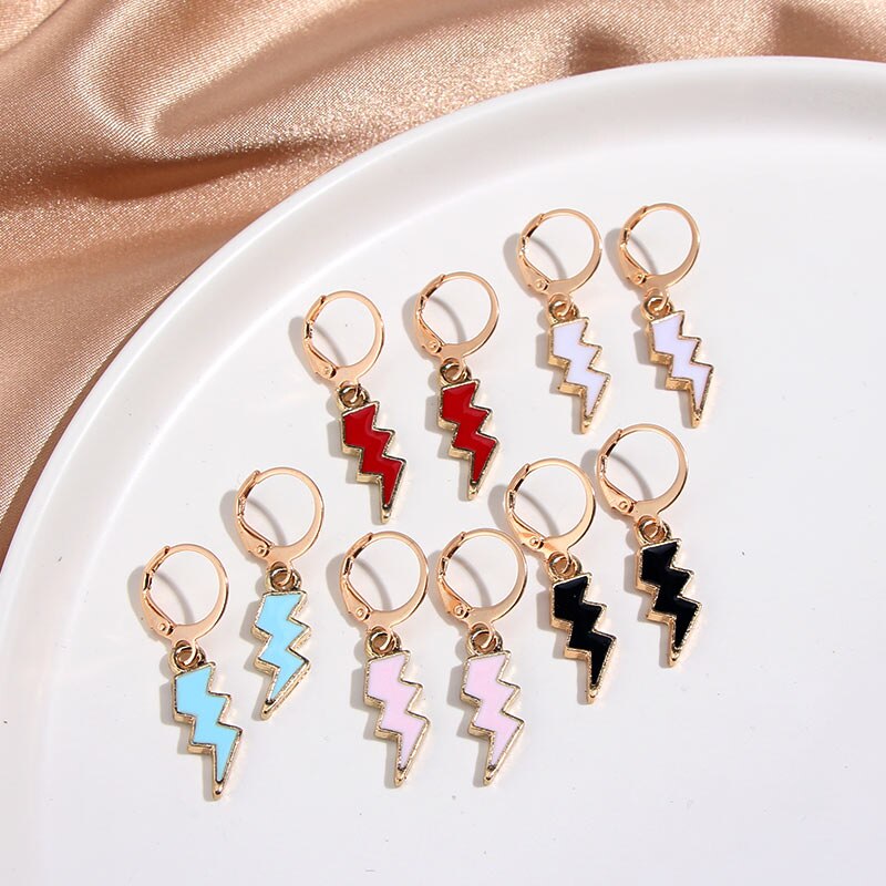 Lightning Drop Earring Cute Five Colors Small Earring Simple Design Jewelry