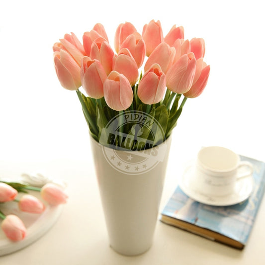 6/12/24/48pcs Artificial Flowers Senior PU Tulips Fake Flower Bouquet For Wedding Party Decor Supplies Home Garden
