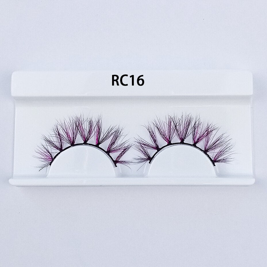 1pair Transparent stem Colored Mink Lashes 15mm-25mm False Eyelashes Soft Tousled 3D Spectacular Long Natural Mink
