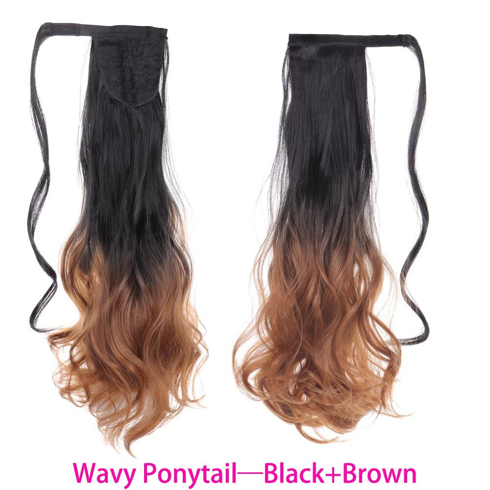Synthetic Long Straight Wrap Around Clip In Ponytail Hair Extension Heat Resistant Hair Wig