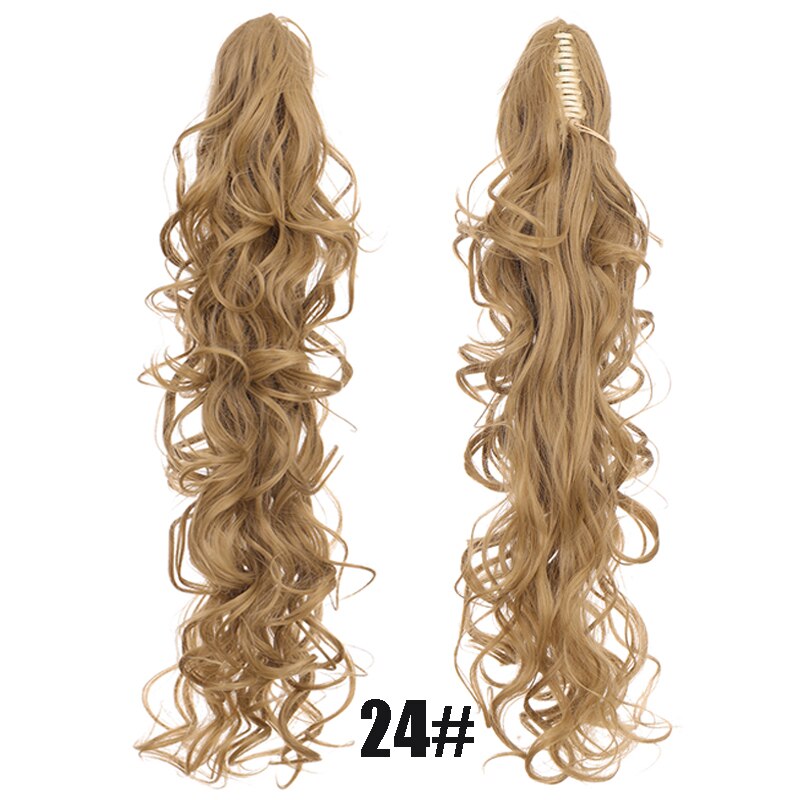 Synthetic 24inch Claw Clip Ponytail Extension Wavy Ponytail Long Straight Hair Ponytail Extension Clip Type Woman Wig