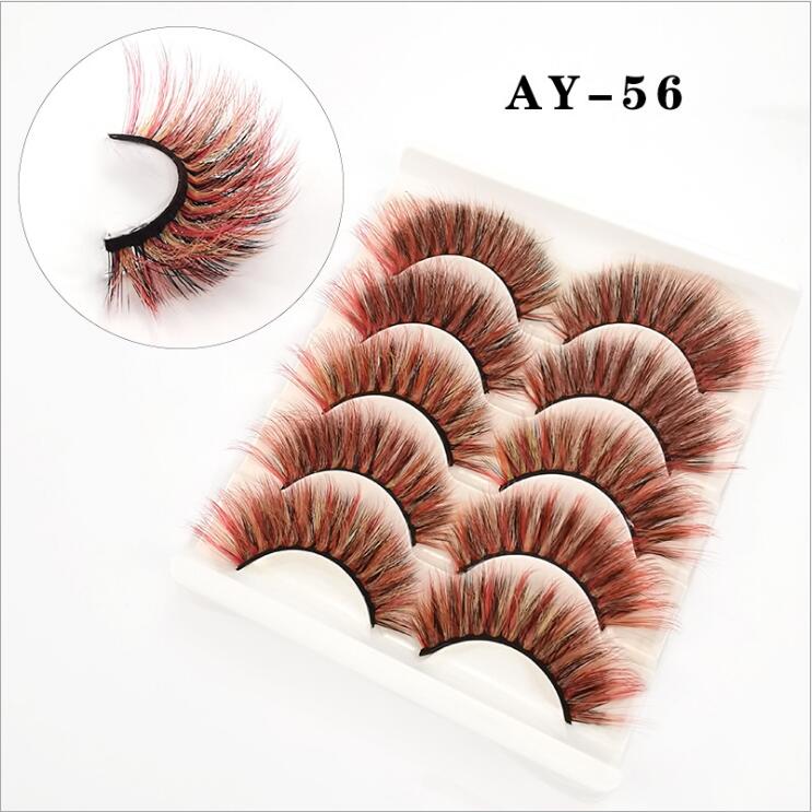 5 Pairs 3D White Mink Lashes Natural Long Thick Fluffy Colorful False Eyelashes Lash Extension