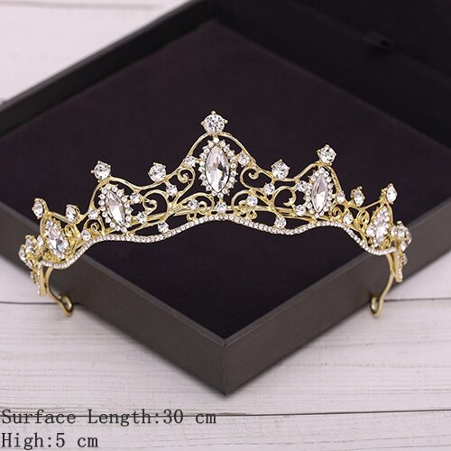 Bridal Crown Golden Wedding Hair Accessories Crystal Rhinestone Bride Wedding Tiaras and Crowns Headpiece Diadema Hair Ornament