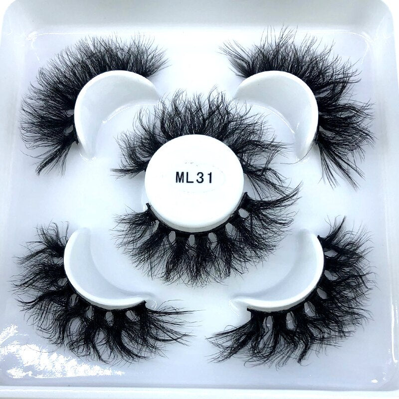 Reusable mink eyelashes 25mm lashes fluffy messy 3D mink lashes 3 pairs natural Long Thick false eyelashes extension