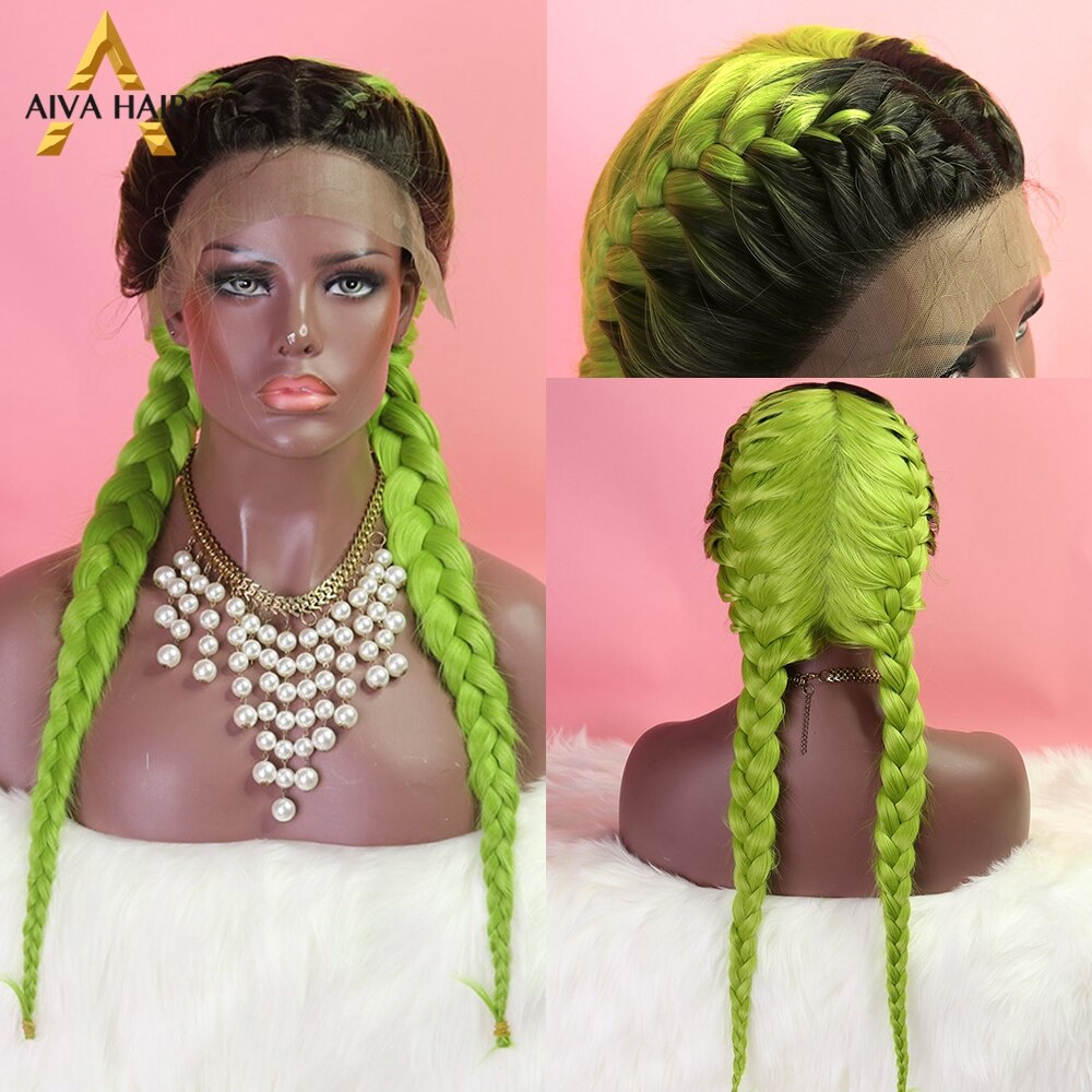 Heat Resistant Synthetic Box Braid Wig Ombre Orange Blonde Synthetic Lace Front Wig Cosplay Braided Wigs
